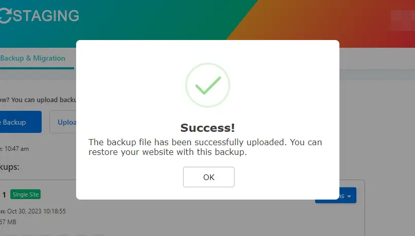 Backup successfully uploaded