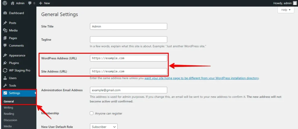 Set WordPress Address and Site Address to fix ssl issue