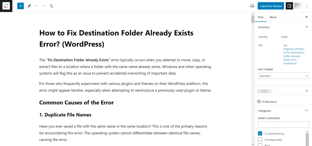 undo changes in wordpress via revisions