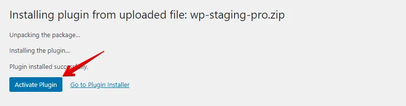 Activate WP Staging Plugin