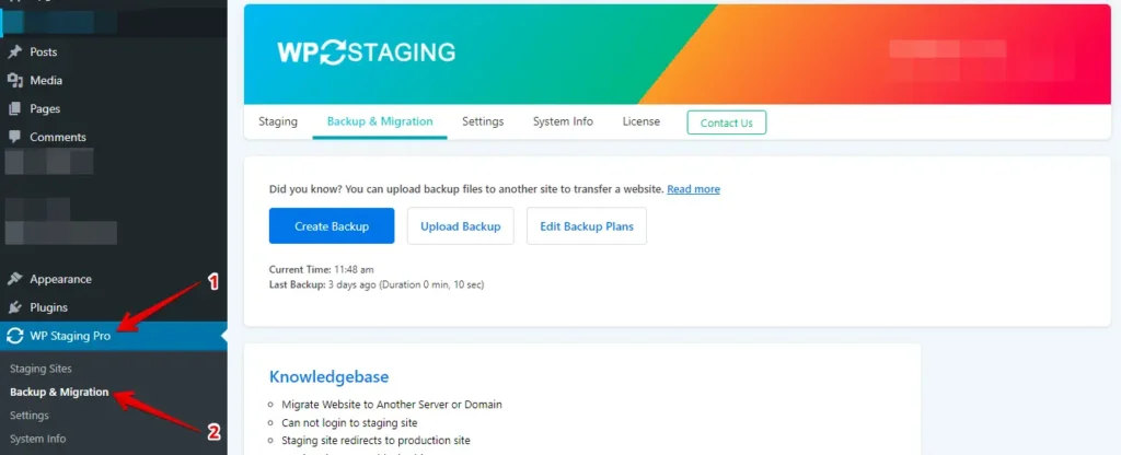 Backup and Migration Option