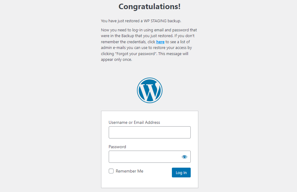 Show WordPress login page