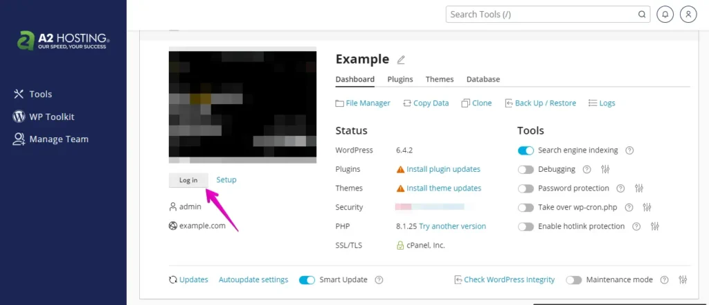 A2 Hosting Admin Panel