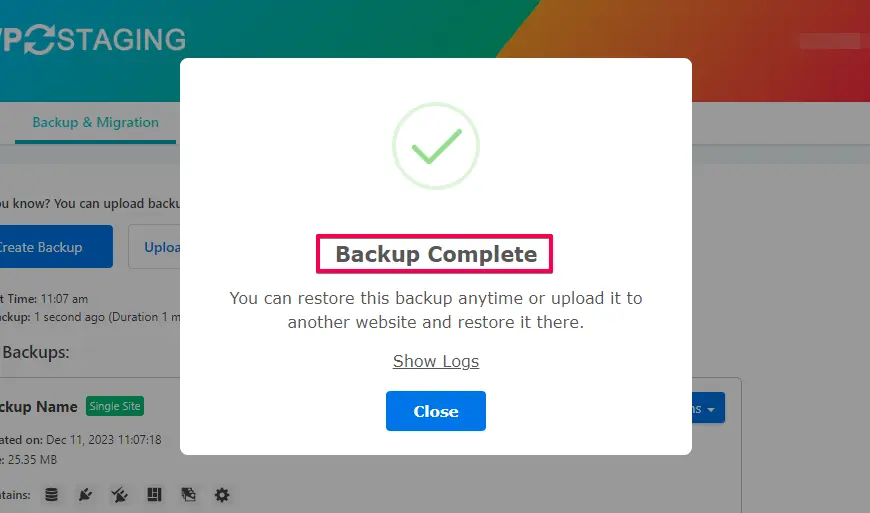 Backup Completed