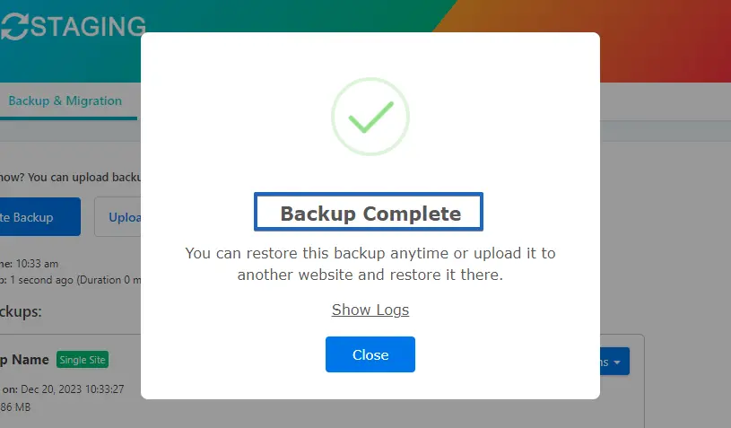 Backup Completed