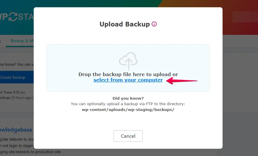 Upload InMotion Hosting Backup