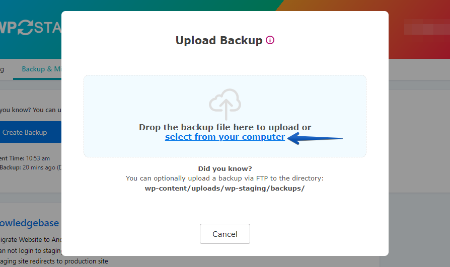 Upload Namecheap Backup