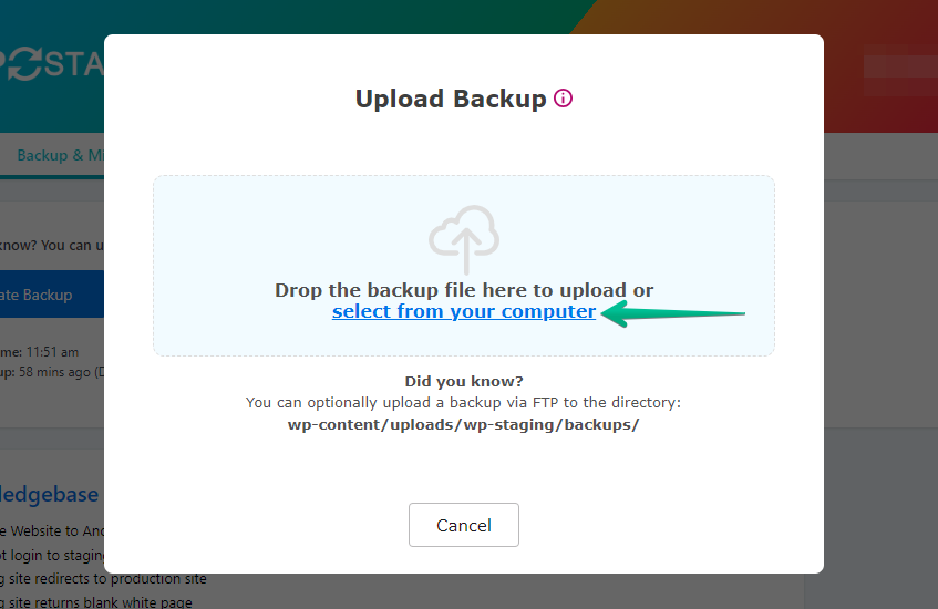 Select backup