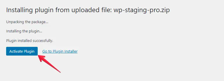 Activate WP Staging Pro Plugin