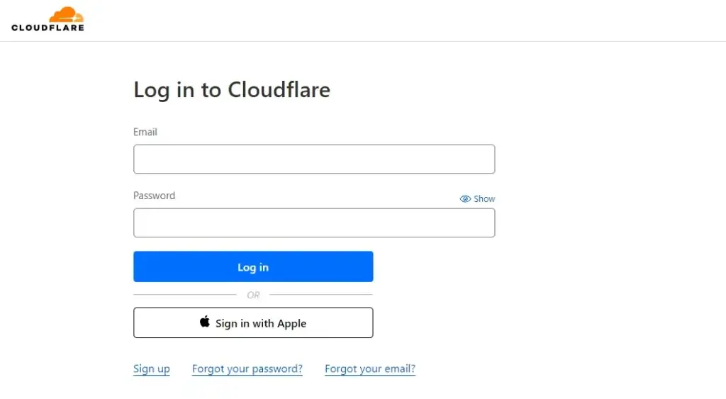 Cloudflare Login Page