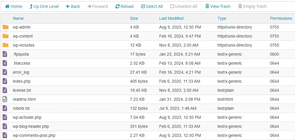 WordPress core file