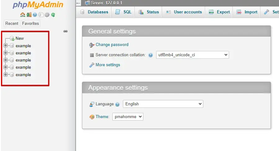 Select Your Database in phpMyAdmin