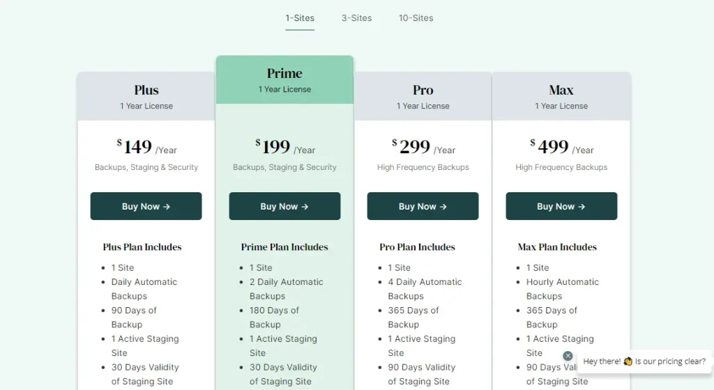 BlogVault Pricing Plan