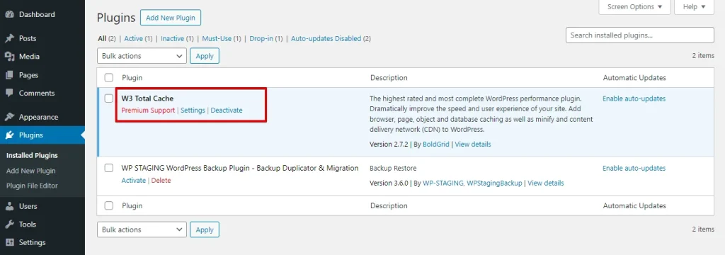 install W3 Total Cache