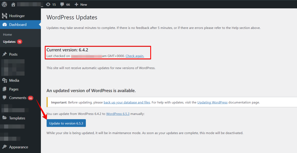 WordPress Available Updates