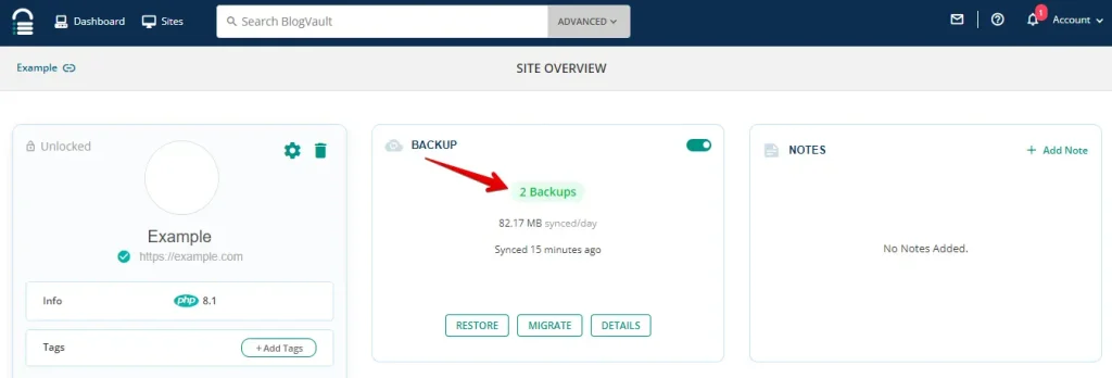 BlogVault Backups