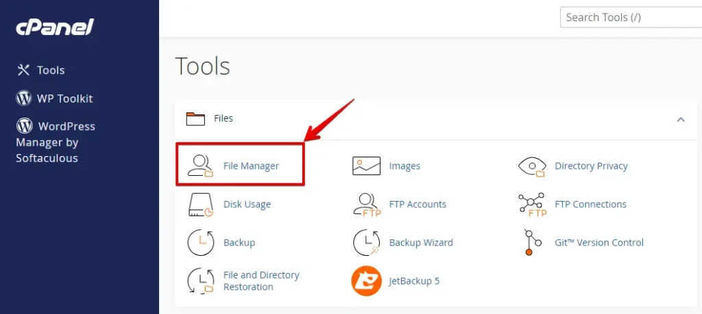 Use cPanel File Manager to access WordPress files