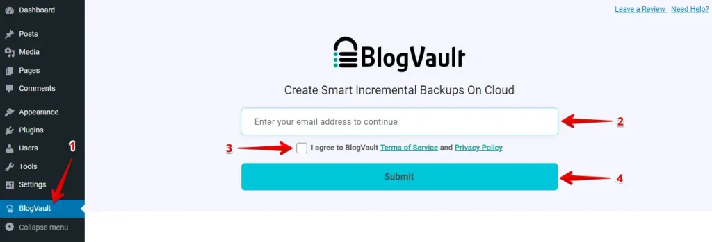 BlogVault Account