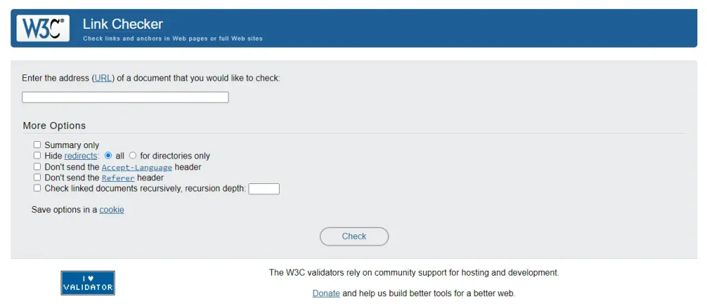 Use W3C Link Checker to find and fix broken links in WordPress