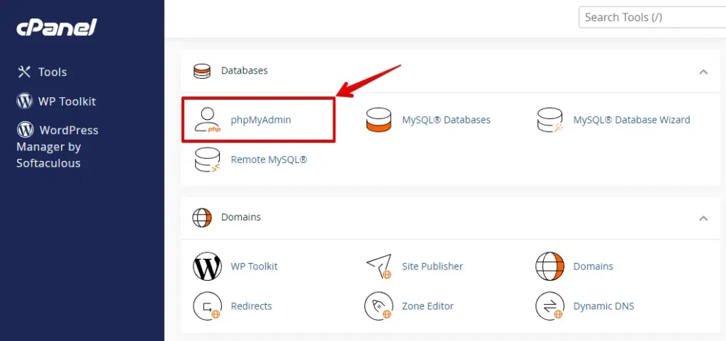 cPanel phpMyAdmin