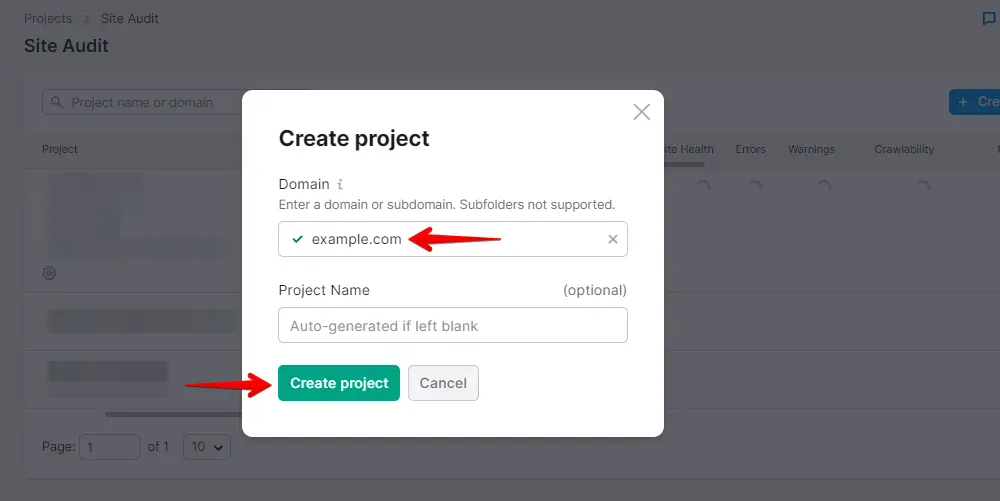 Enter Domain Name and Click on Create Project