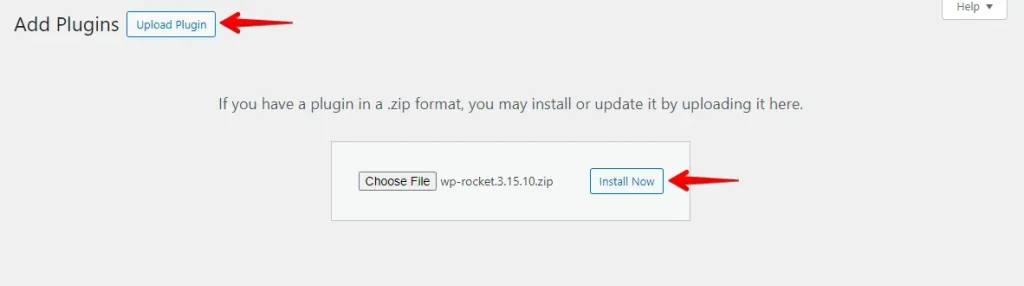 Upload WP Rocket