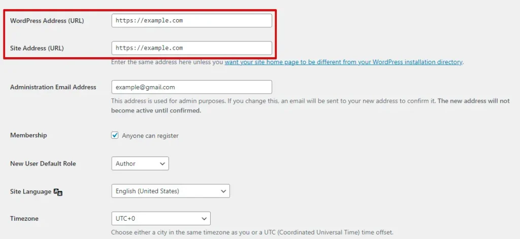 Update Your WordPress Site Address URL