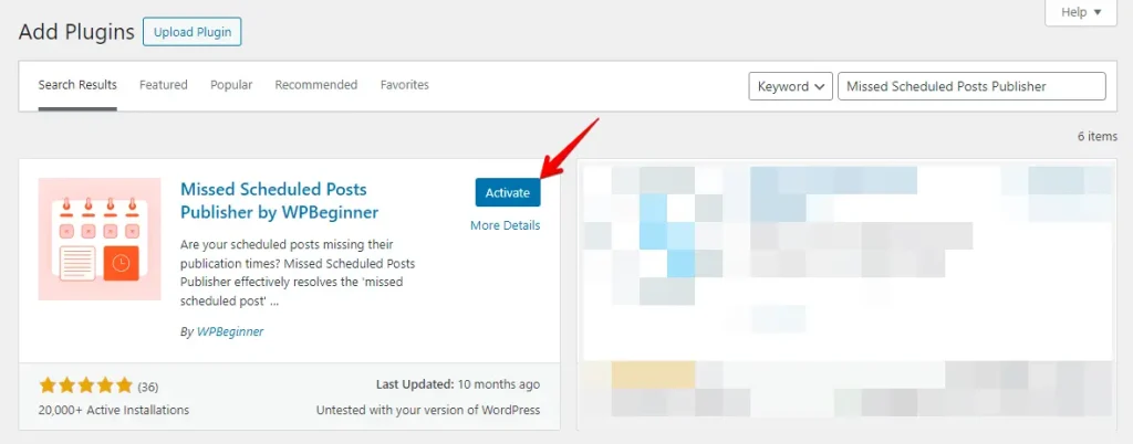 Activate Missed Scheduled Posts Publisher Plugin