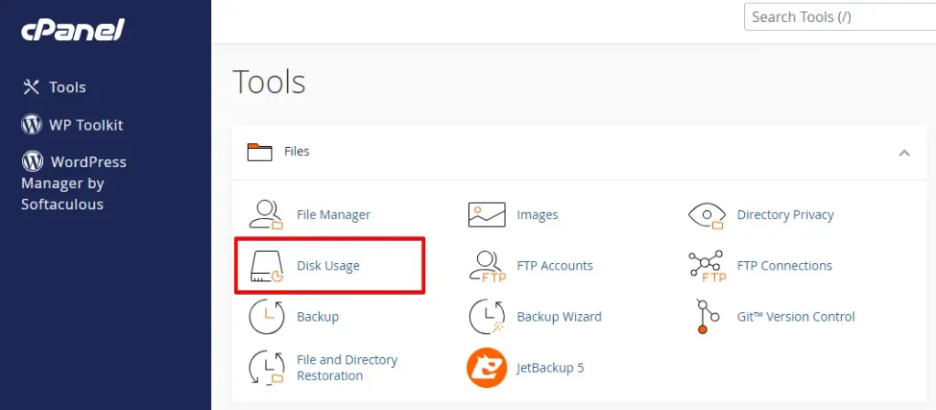 cPanel Disk Usage