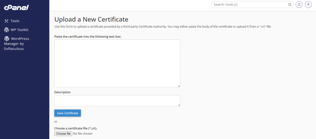 upload new SSL certificate