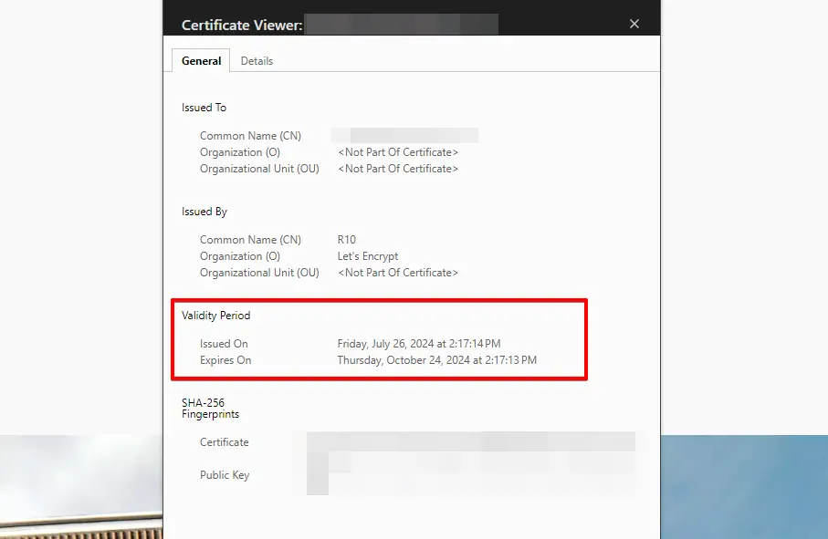 View Your SSL Validity Period For Fix the “SSL Handshake Failed” Error 