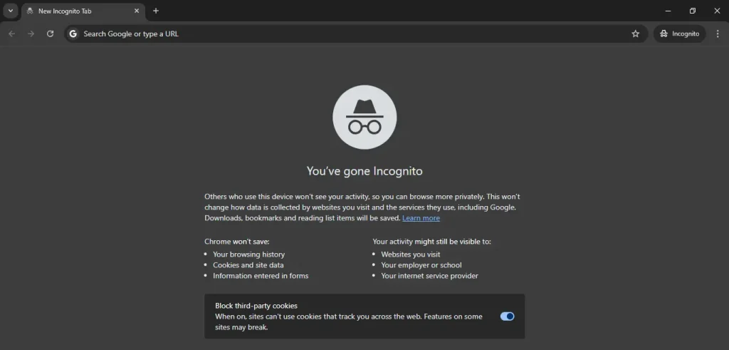 Check in Chrome Incognito Mode to Fix "ERR_EMPTY_RESPONSE" Errors