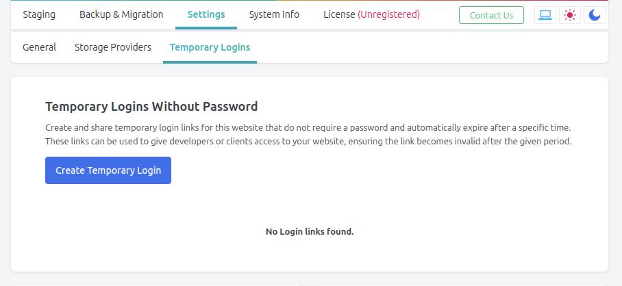 Create Temporary Login