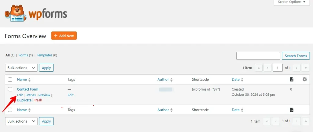 Edit the specific form that has the issue.