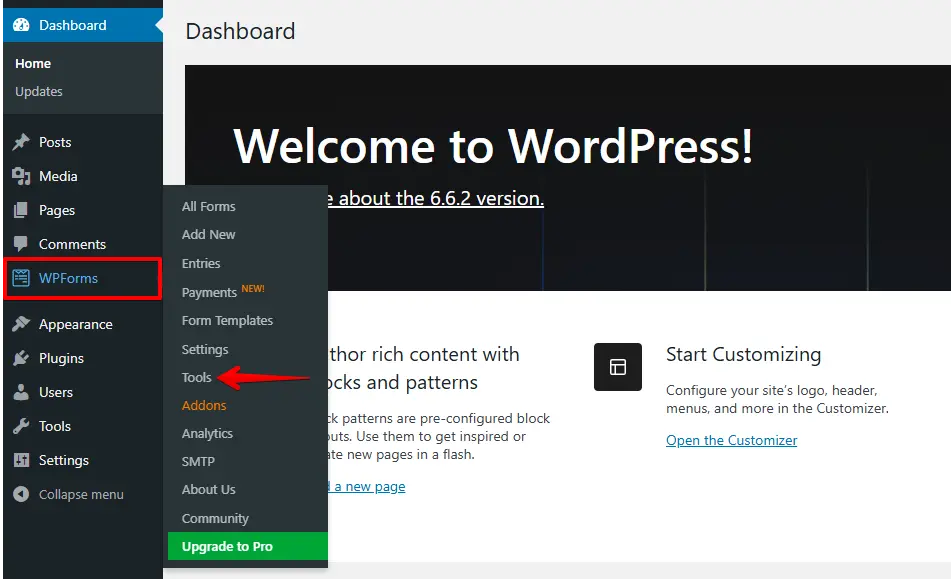 Go to the WPForms Tools section.