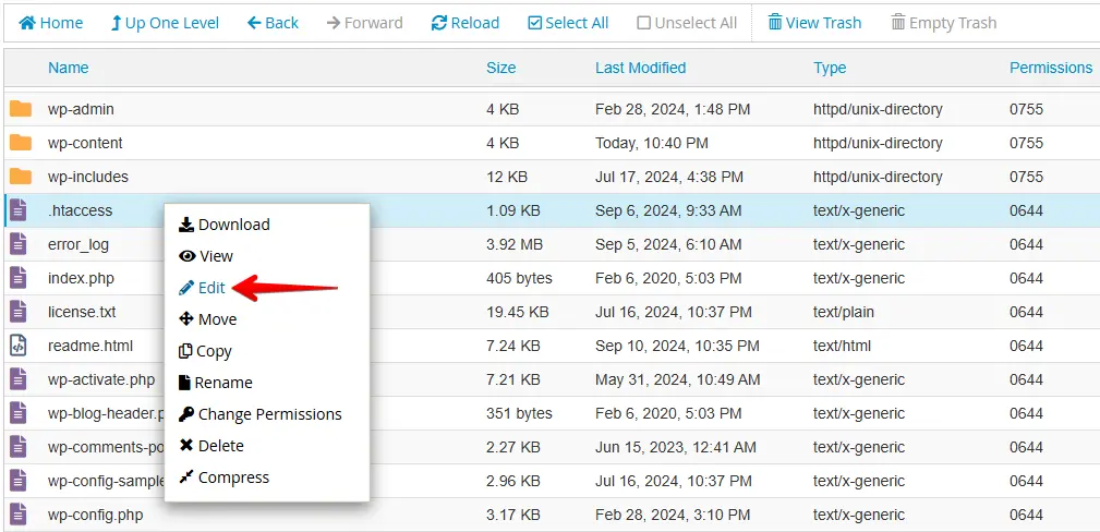 Edit the .htaccess file to create a redirection