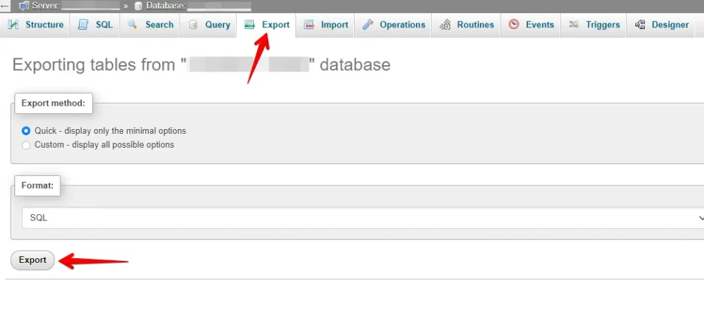 Use phpMyAdmin's Export feature to back up your database.