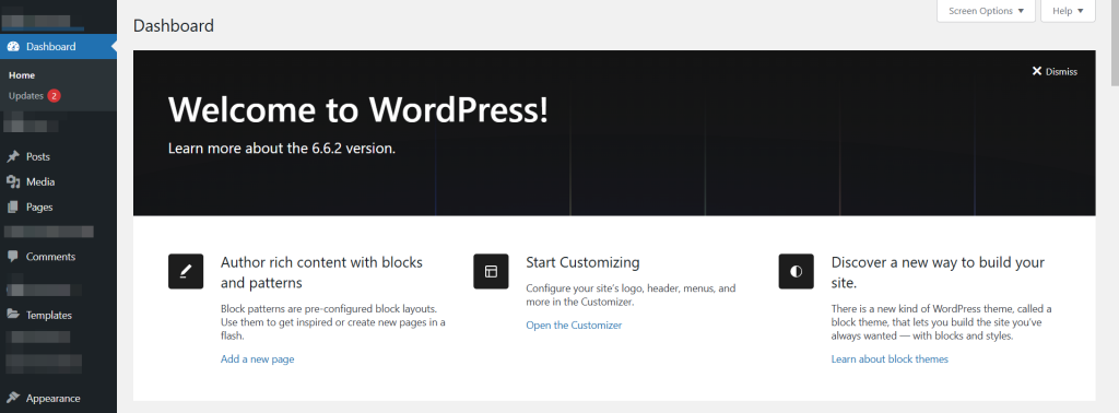 Wordpress Dashboard