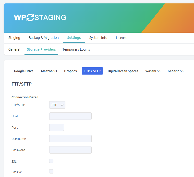 WP Staging SFTP Option - Store backups outside the ABSPATH WordPress root path.