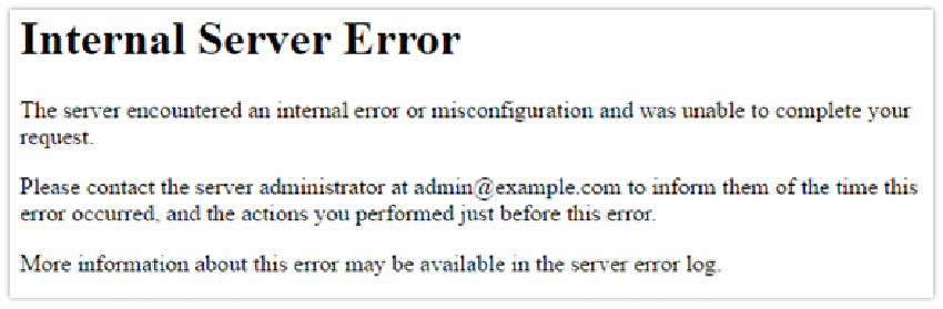 Error 500 - Internal  Server Error 