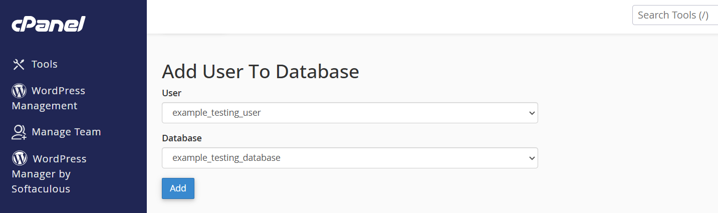 Add newly created user to new database