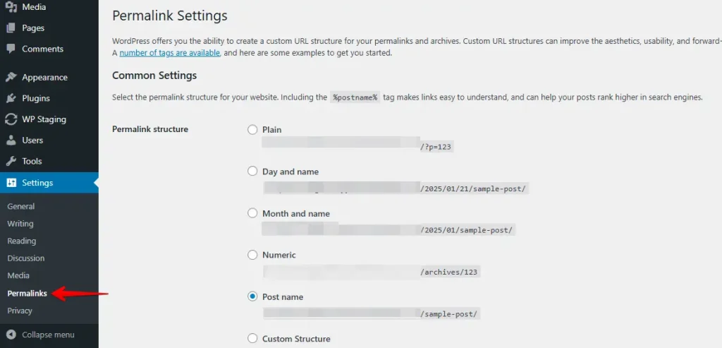 WordPress Permalink Settings