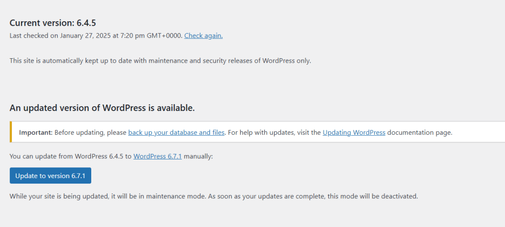 Wordpress Automatic Updates Disabled