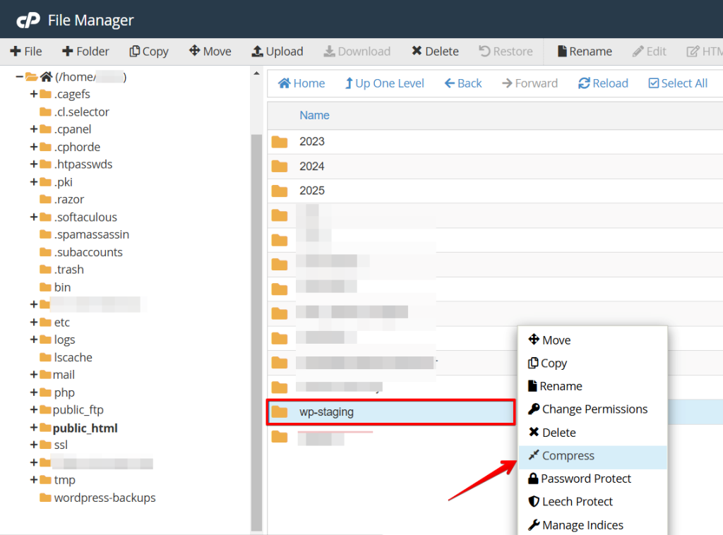 Compress WP Staging Folder