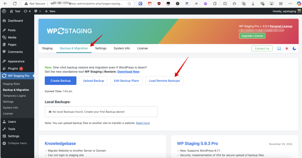 Load remote backups files from WP STAGING PRO plugin on the staging site