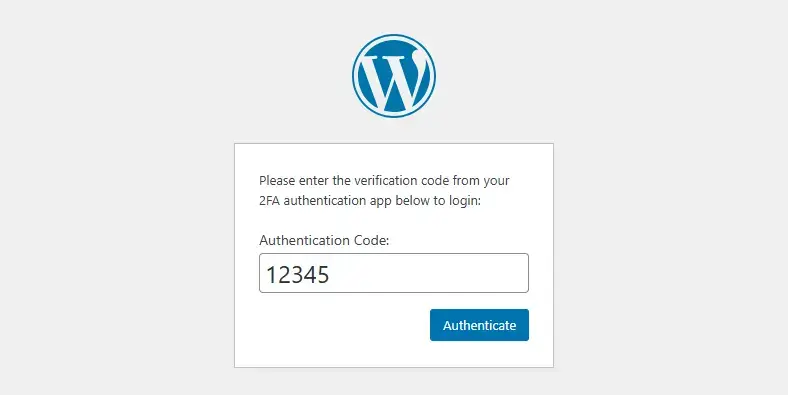 WordPress Authentication (Authentication Code)