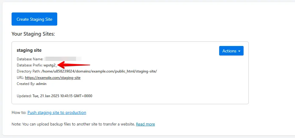 wp staging table prefix