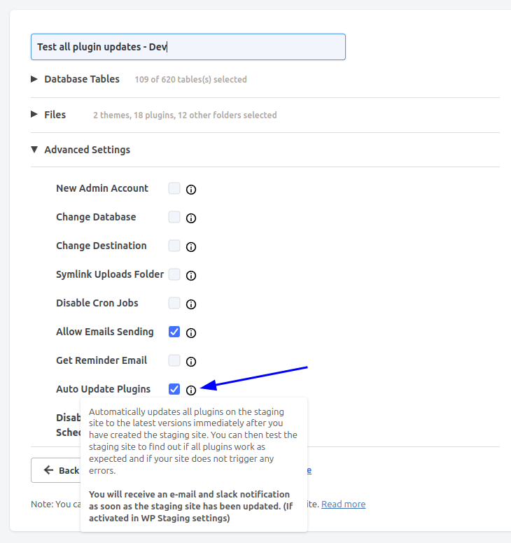 Automatically update all plugins on a staging site.