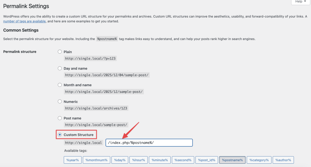Adjust custom permalinks structure to work for GoDaddy Managed WordPress plan
